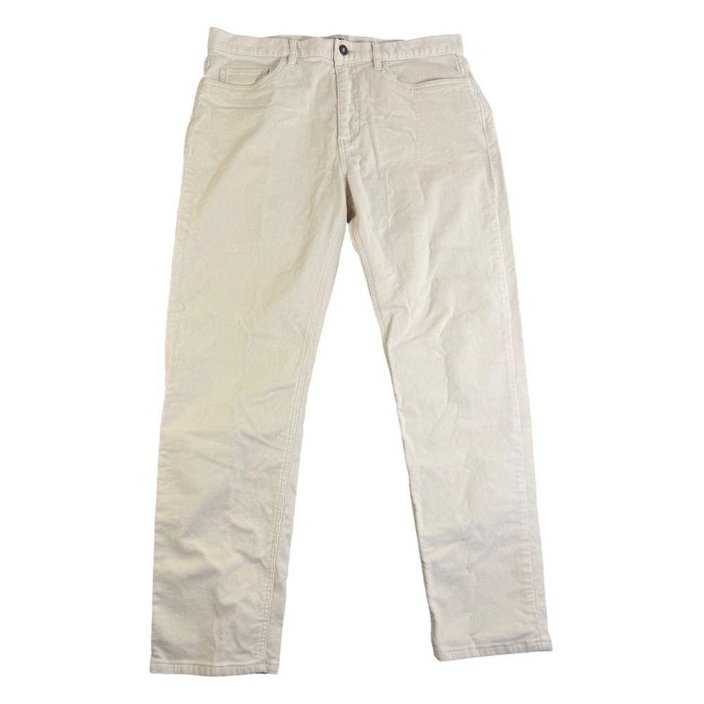 Flint and Tinder 365 Corduroy Slim Fit Pants Mens 34x30 Cream Chinos Trousers